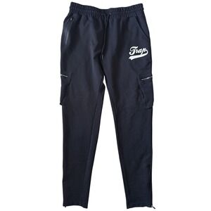 TRAP BOUTIQUE Joggers Mens‎ XL Black Streetwear Skater Zip Pockets Drawstring